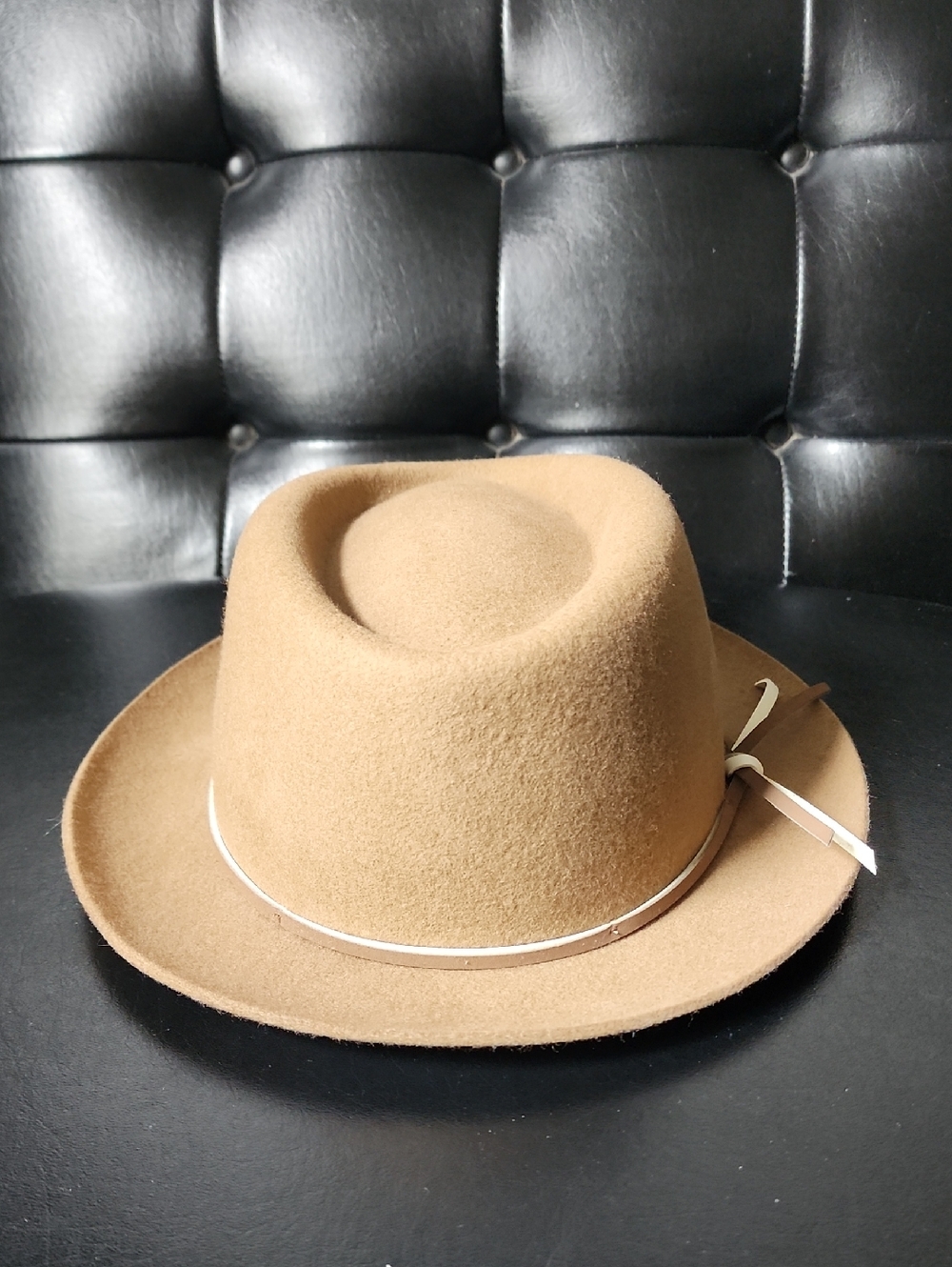 Gigi Pip Ruth Trilby Tan Wool Fedora Tall Crown Rancher Western Boho Hat - Picture 4 of 8